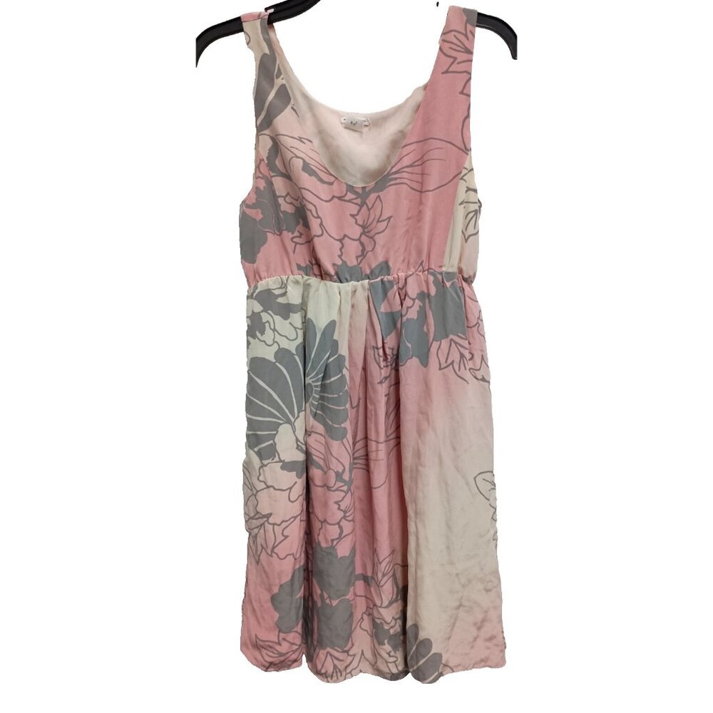 VTG‎ Club Monaco Womens Babydoll Mini Dress XS Floral Silk Slaveless Y2K Cottage